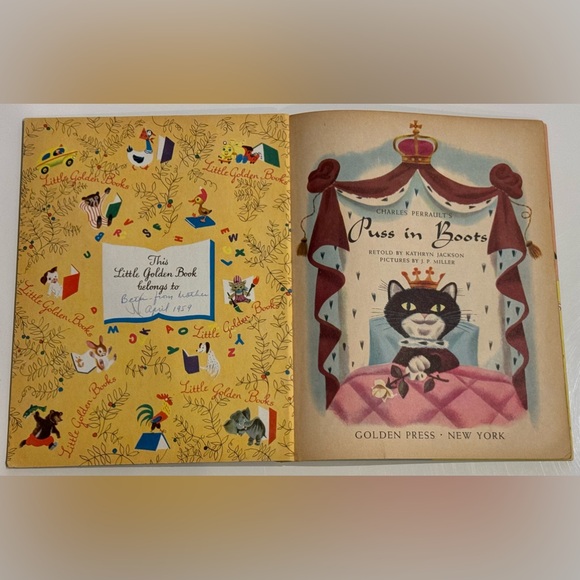Vintage 1959 Little Golden Book - Puss in Boots Charles Perrault “B” - Picture 2 of 16